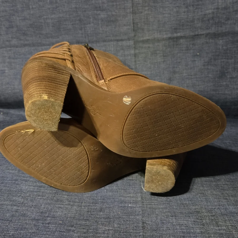 Jessica Simpson Brown Leather Ankle Boots Size 8M - Picture 5 of 7